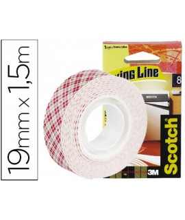 Soporte adhesivo cinta scotch doble cara ultra resistente 1,5 mt x 19 mm