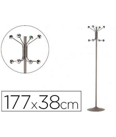 Metal coat rack with 8 hangers in grey 177x38 cm