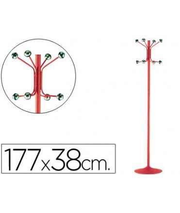 Metal coat rack with 8 hangers in red 177x38 cm