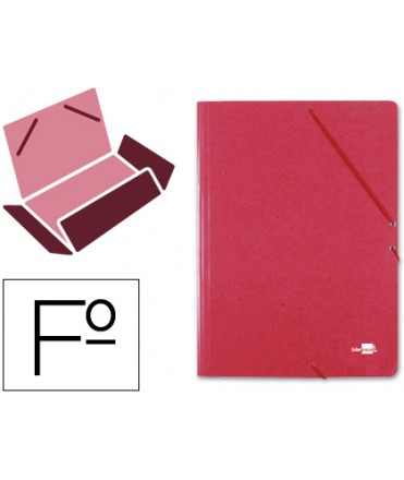 Carpeta liderpapel gomas folio 3 solapas carton simil prespan roja