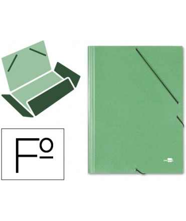 Carpeta liderpapel gomas folio 3 solapas carton simil prespan verde