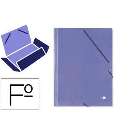 Carpeta liderpapel gomas folio 3 solapas carton simil prespan azul