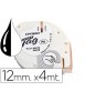 Cinta dymo papel 12mmx4mt negro/blanco para letratag