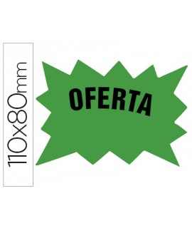 Cartel cartulina etiquetas marcaprecios verde fluorescente 110x80 mm bolsa de 50 etiquetas