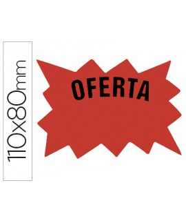 Cartel cartulina etiqueta marcaprecios rojo fluorescente 110x80 mm bolsa de 50 etiquetas