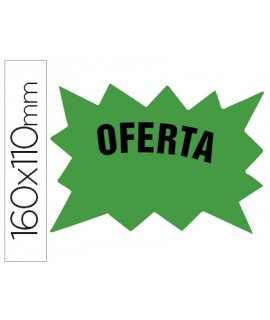 Etiqueta cartulina marcaprecios oferta verde fluorescente 160x110 mm bolsa de 50 etiquetas
