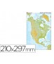 Mapa mudo color din a4 america del norte fisico