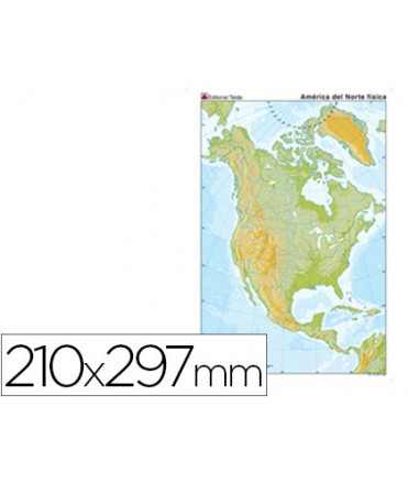 Mapa mudo color din a4 america del norte fisico