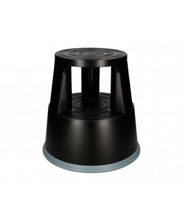 Taburete q-connect ruedas retractiles tres ruedas dos niveles color negro