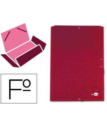Carpeta liderpapel gomas folio 3 solapas carton forrado roja