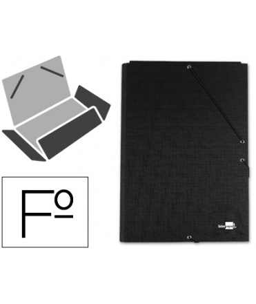 Carpeta liderpapel gomas tres solapas carton forrado folio color negro