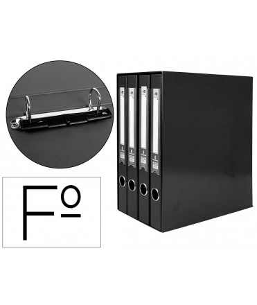 Modulo liderpapel 4 archivadores folio 2 anillas mixtas 25mm negro