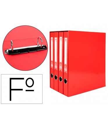 Modulo liderpapel 4 archivadores folio 2 anillas mixtas 25mm rojo
