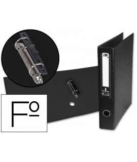 Carpeta de 2 anillas mixta 40 mm liderpapel folio carton forrado paper coat con ollao y tarjetero color negro