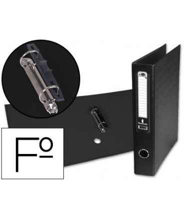 Carpeta de 2 anillas mixta 40 mm liderpapel folio carton forrado paper coat con ollao y tarjetero color negro