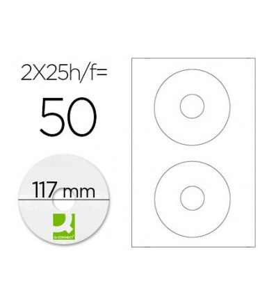 Etiqueta adhesiva q-connect kf01579 -tamaño cd-rom -fotocopiadora -laser -ink-jet-caja con 25 h/50 etiquetas