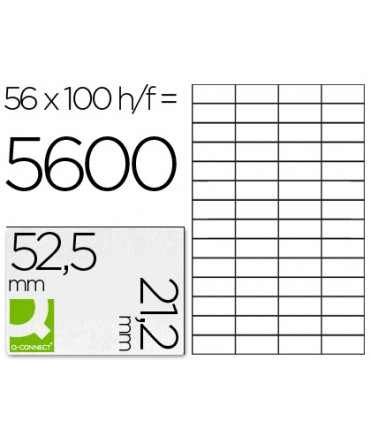 Etiqueta adhesiva q-connect kf10638 tamaño 52,5x21,2 mm fotocopiadora laser ink-jet caja con 100 hojas din a4