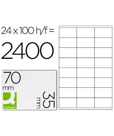 Etiqueta adhesiva q-connect kf10645 -tamaño 70x35 mm fotocopiadora laser ink-jet caja con 100 hojas din a4