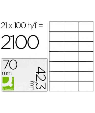 Etiqueta adhesiva q-connect kf10649 -tamaño 70x42,3 mm fotocopiadora laser ink-jet caja con 100 hojas din a4