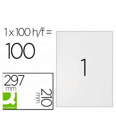 Etiqueta adhesiva q-connect kf10664 tamaño 210x297 mm fotocopiadora laser ink-jet caja con 100 hojas din a4