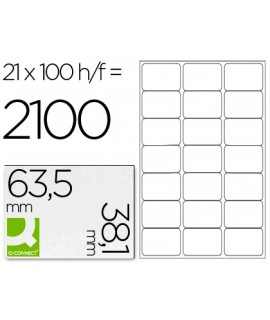 Adhesive Label q-connect KF01587 Size 63.5x38.1mm Ink-Jet Laser Copier Box with 100 DIN A4 Sheets