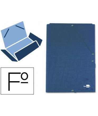 Carpeta liderpapel gomas tres solapas carton forrado folio color azul