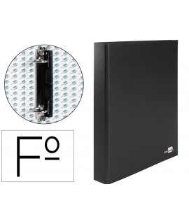 Carpeta de 2 anillas 25mm mixtas liderpapel folio cartonforrado paper coat plastico negra