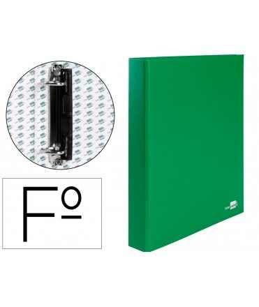 Carpeta de 2 anillas 25mm mixtas liderpapel folio carton forrado paper coat compresor plastico verde