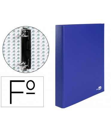 Folder of 2 25mm mixed rings liderpapel paper-lined cardboard folio coat blue plastic compressor