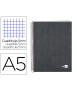 Cuaderno espiral liderpapel a5 micro papercoat tapa forrada 140h 75 gr cuadro5mm 5 bandas 6 taladros negro