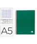Cuaderno espiral liderpapel a5 micro papercoat tapa forrada 140h 75 gr cuadro5mm 5 bandas 6 taladros verde