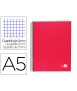 Cuaderno espiral liderpapel a5 micro papercoat tapa forrada 140h 75 gr cuadro5mm 5 bandas 6 taladros rojo