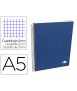 Cuaderno espiral liderpapel a5 micro papercoat tapa forrada 140h 75 gr cuadro5mm 5 bandas 6 taladros azul