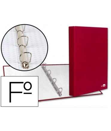 Carpeta de 4 anillas 25mm mixtas liderpapel folio carton forrado paper coat color rojo
