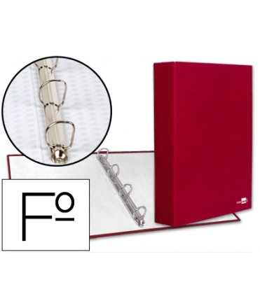 Carpeta de 4 anillas 40mm mixtas liderpapel folio carton forrado paper coat color rojo