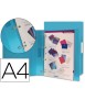 Carpeta liderpapel 4 anillas 25 mm mixtas 43432 polipropileno din a4 azul translucido