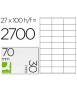 Etiqueta adhesiva q-connect kf10642 tamaño 70x30 mm fotocopiadora laser ink-jet caja con 100 hojas din a4