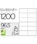 Etiqueta adhesiva q-connect kf10652 tamaño 96,5x42,3 mm fotocopiadora laser ink-jet caja con 100 hojas din a4