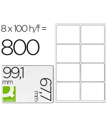 Etiqueta adhesiva q-connect kf01588 tamaño 99,1x67,7 mm fotocopiadora laser ink-jet caja con 100 hojas din a4