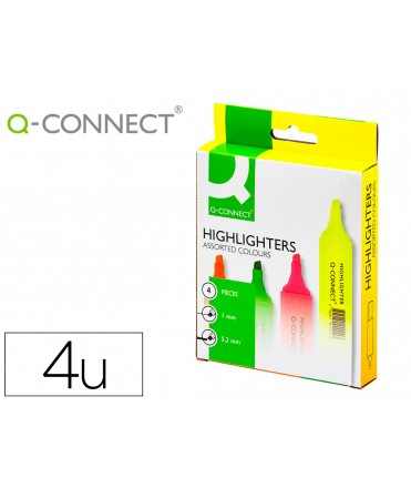 Rotulador q-connect fluorescente surtido caja de 4 unidades colores surtidos