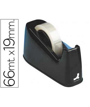 Portarrollo sobremesa q-connect plastico para cintas de 33 y 66 m color negro
