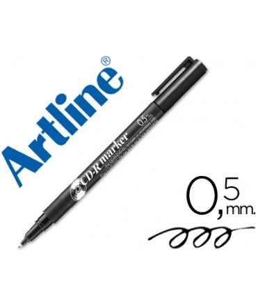 Rotulador artline para cd punta de fibra permanente ek-883 negro -punta redonda 0.5 mm