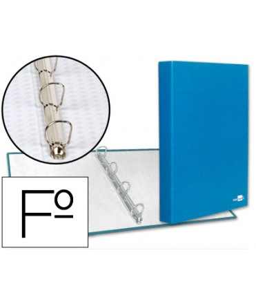 Carpeta de 4 anillas 25mm mixtas liderpapel folio carton forrado paper coat celeste