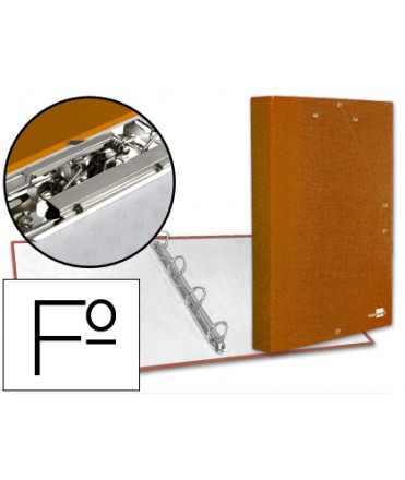 Folder of 4 rings 25mm round liderpapel cardboard folio lined paper coat orange with miniclip and flaps