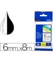 Cinta brother tze-211 blanco-negro 6mm longitud 8 m