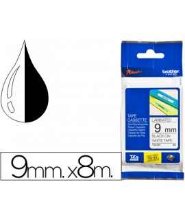 Cinta brother tze221 blanco-negro 9mm longitud 8 m