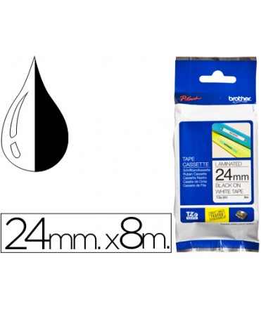 Cinta brother tze-251 blanco-negro 24mm longitud 8 m