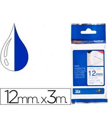 Cinta brother tzefa3 textil texto azul sobre fondo blanco 12 mm longitud 3 m