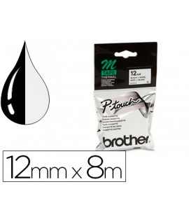 Cinta brother mk-231 blanco-negro 12mm longitud 8 m