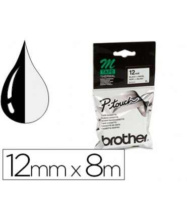Cinta brother mk-231 blanco-negro 12mm longitud 8 m
